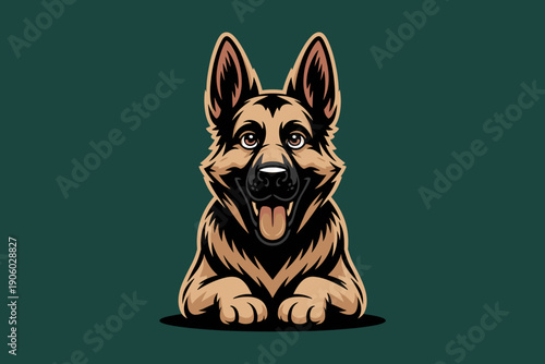 German Shepherd dog illustration mascot logo portrait happy friendly playful energetic loyal guard animal character for sports teams security companies veterinary clinics pet brands advertising design