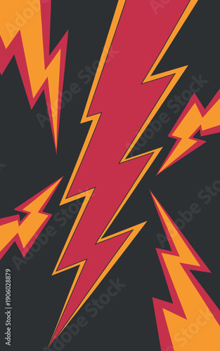 Dynamic lightning bolt pattern in vibrant red and orange against a dark grey background abstract energy concept for power speed innovation and impact graphic design element for modern projects and bol