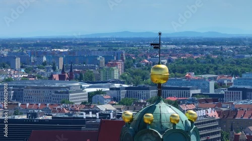 360-Degree Skyline Orbit: Historic Spire Detail and Modern Wrocław
