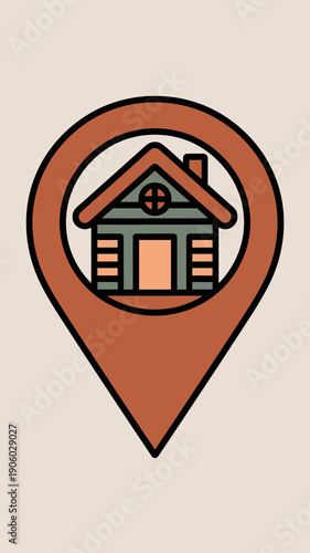 House location pin icon symbol vector illustration minimal design for real estate navigation property search destination finding address pinpointing map marker concept graphic element for business web