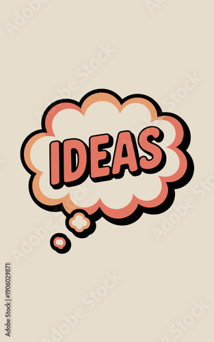 Bright Retro Speech Bubble with the word IDEAS bursting forth a symbol of innovation creativity and inspiration for business and marketing concepts graphic design element representing brainstorming br