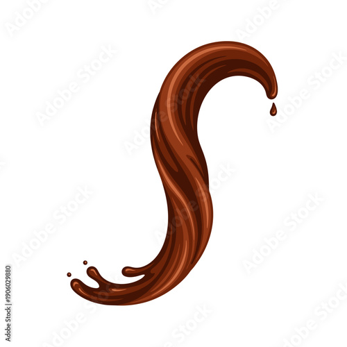 Chocolate splash vector swirl. Viscous liquid drop isolated on white.
