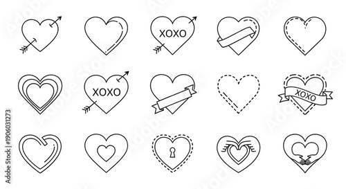 Collection of Hand Drawn Heart Illustrations.