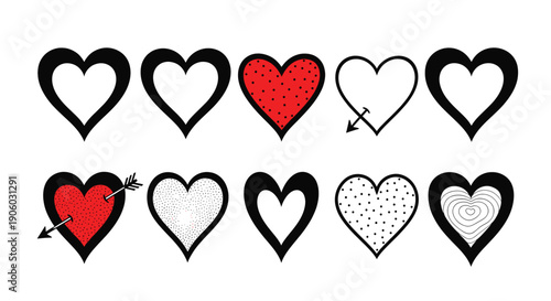 Collection of Hand Drawn Heart Shapes.