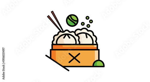 Steamed dumplings and chopsticks