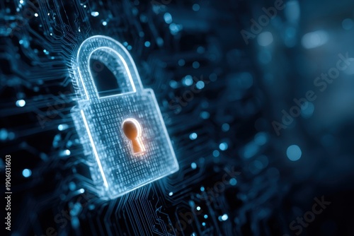 Wallpaper Mural Secure technology background showing cybersecurity protection and encrypted network layers, bright lighting, clean professional design. Torontodigital.ca