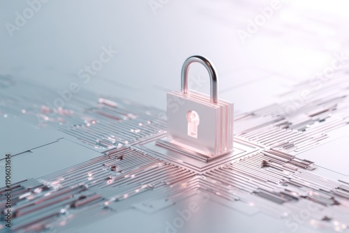 Wallpaper Mural Secure technology background with cybersecurity concept and minimal UI design, bright neutral colors. Torontodigital.ca