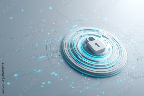 Wallpaper Mural Secure technology background with cybersecurity concept and minimal UI design, bright neutral colors. Torontodigital.ca