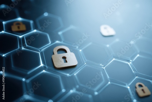 Wallpaper Mural Secure technology background with cybersecurity concept and minimal UI design, bright neutral colors. Torontodigital.ca