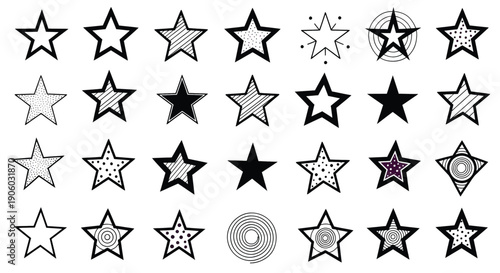 Collection of Various Black and White Stars.