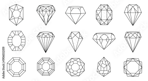 Collection of Various Diamond Shapes and Cuts.