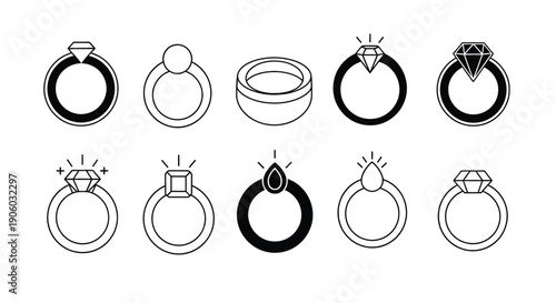 Collection of Various Ring Illustrations and Designs.