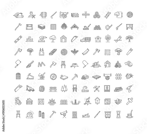 Woodshop Outline Symbols Collection