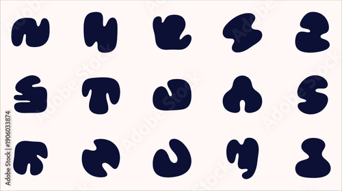 Set of Organic Abstract Blob Shapes with Playful and Irregular Forms, Useful for Modern Typography or Decorative Elements