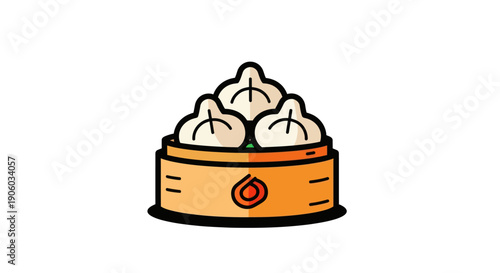 Steamed dumplings in bamboo steamer