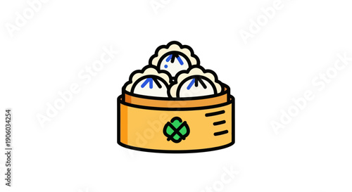 Steamed dumplings in bamboo steamer