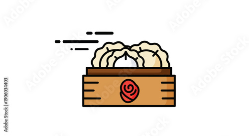 Steamed dumplings in bamboo steamer