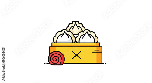 Steamed dumplings in bamboo steamer