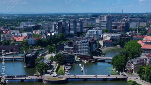 Grand Aerial Panorama: University of Wrocław and the Odra Riverfront