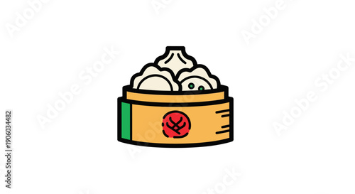 Steamed dumplings in bamboo steamer