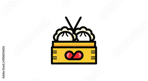 Steamed dumplings in wooden box vector
