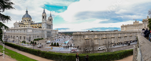 Madrid Spain panorama city skyline at Cathedral de la Almudena