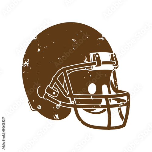 American football helmet illustration with distressed texture  sports equipment design element Grunge Vintage Style