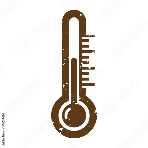Vintage Grunge Vintage thermometer icon with distressed texture isolated on white background for temperature and weather concepts  a single object
