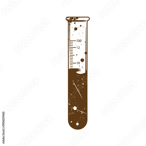 Grunge texture Grungy test tube with measurement markings on side  laboratory equipment  science  chemistry Vintage Style