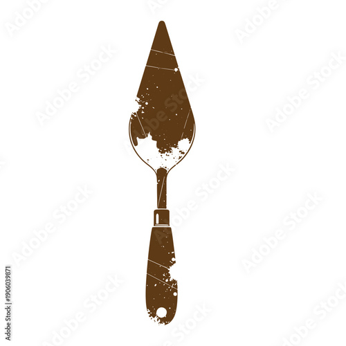 Grunge texture trowel tool with grunge effect on white background for construction or DIY projects Vintage Style