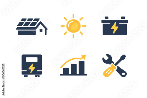 Icon production simple clean labels panels generation vector image no energy solar