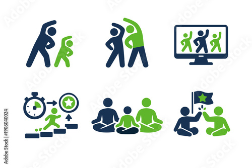 Icon couple vector simple no online labels stretching generation scalable fitness workout