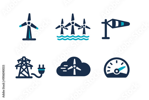 Image turbine no arrow clean simple background offshore generation icon wind vector
