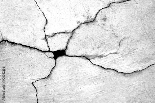 White black grey concrete wall, floor with cracks, texture background  