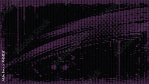 Abstract texture with purple dotted pattern, dark background, digital noise effect, futuristic and abstract composition.