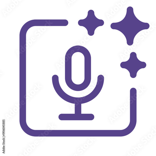 Speech and voice recognition generative AI icon representing artificial intelligence for voice input, speech processing, and smart audio generation. Modern symbol for AI-powered communication