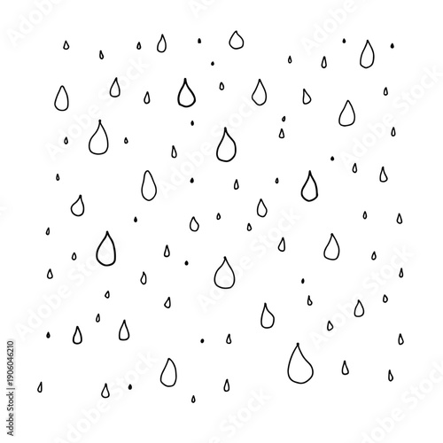 Simple hand-drawn raindrop pattern on white background  
