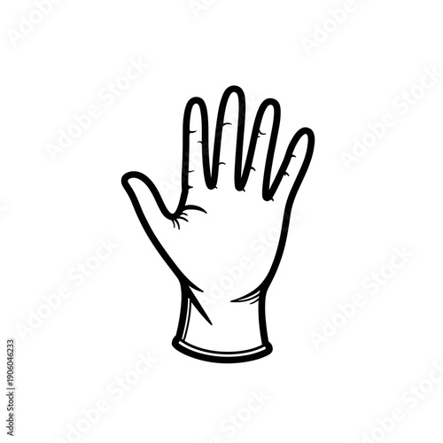 Outline of a protective glove hand with five fingers  
