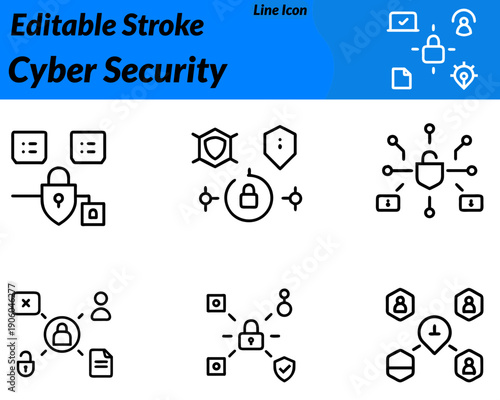 A modern cyber security icon showing a shield with a lock and digital circuit patterns. Symbolizing data protection network safety privacy and cyber defense. Designed with clean lines bold shapes.