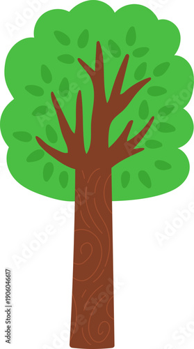 Vector green tree icon isolated on white background. Garden or forest plant with leaves. Flat spring, Easter village or farm illustration. Natural greenery picture