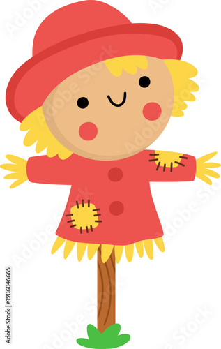 Tablou pe pânză Vector scarecrow isolated on white background