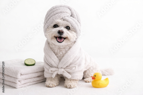 Pampered Small Dog Enjoying A Spa Day