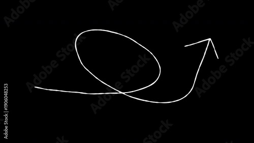 Arrow hand drawn sketch pointer. Doodle arrow indicator with alpha channel. White colored arrow