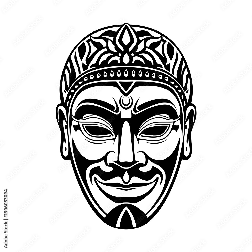 Obraz premium Smiling Traditional Mask Vector