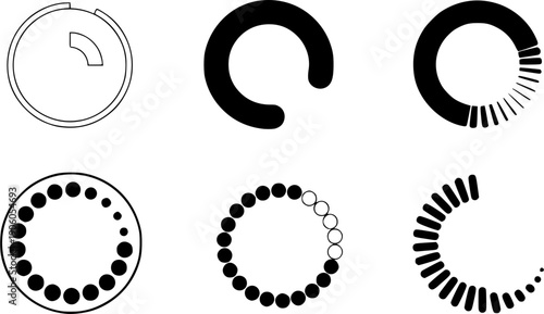 Collection of circular loading spinners and progress indicators
