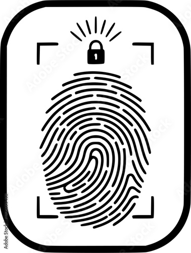 Fingerprint scan vector icon. Thumbprint for biometric identification. Security technology for access, authentication, and verification. Touch ID concept for data privacy.