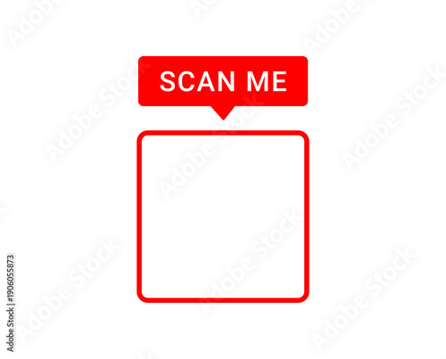 Scan Me Speech Bubble with Square Red Frame for QR Code Placement Isolated on PNG 