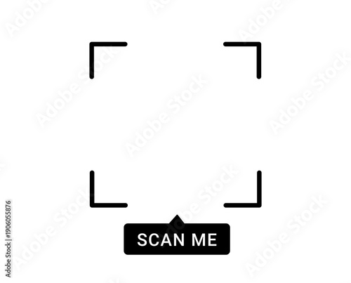 Scan Me QR Code Scanner Frame with Corner Marks Isolated on PNG Background
