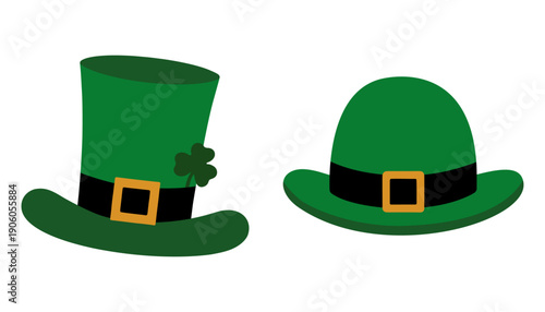 Leprechaun Hats St Patrick’s Day Flat Vector Illustration