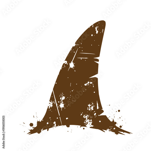 Grunge texture grungy shark fin silhouette with paint splatters on white background  symbol for danger or aggression Vintage Style